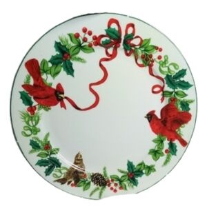 Royal Norfolk Festive Holiday Plate with Cardinals 10"